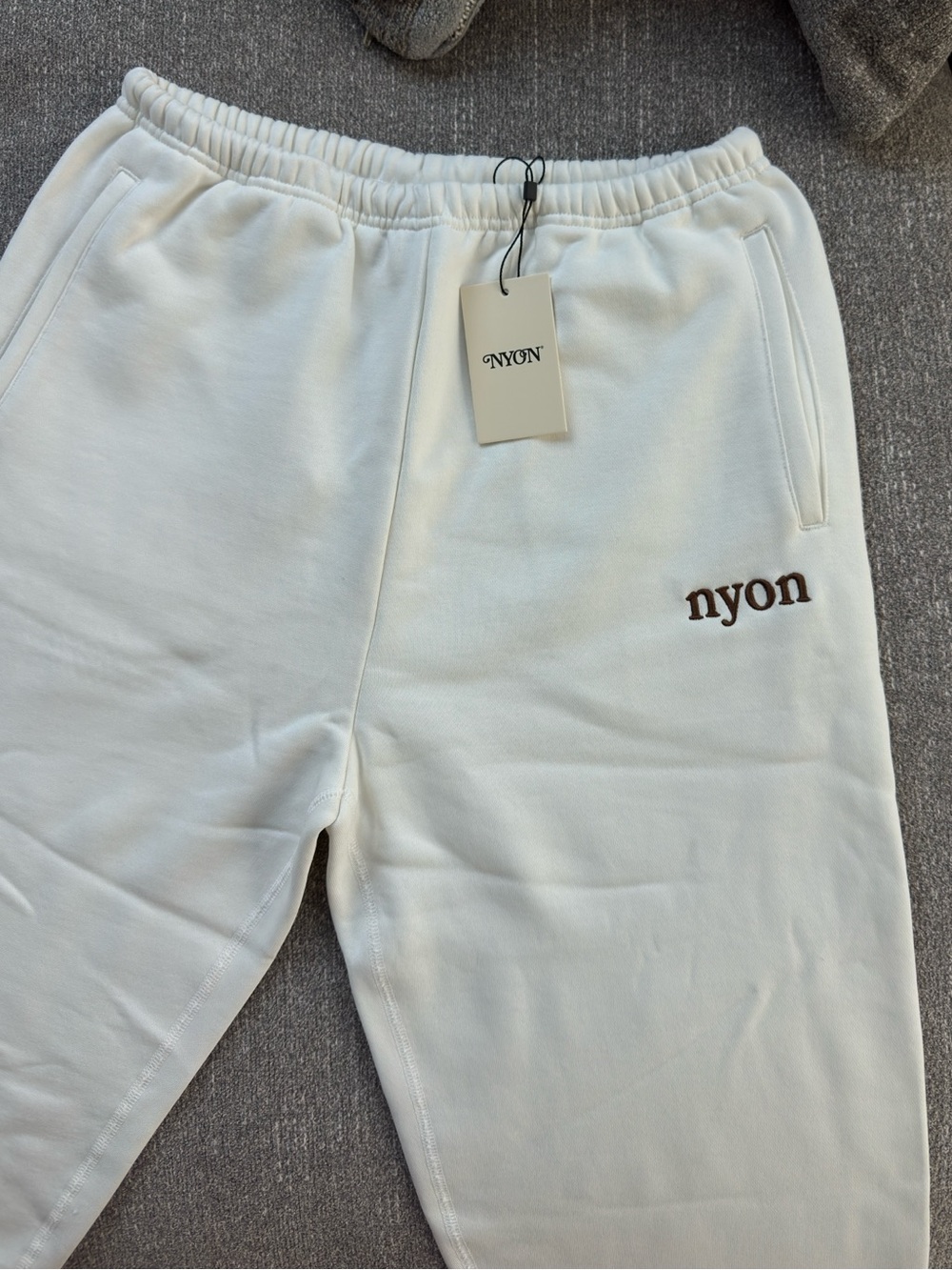 New York or Nowhere Initials Sweatpants, Ivory, Small, NWT NEW WITH TAGS